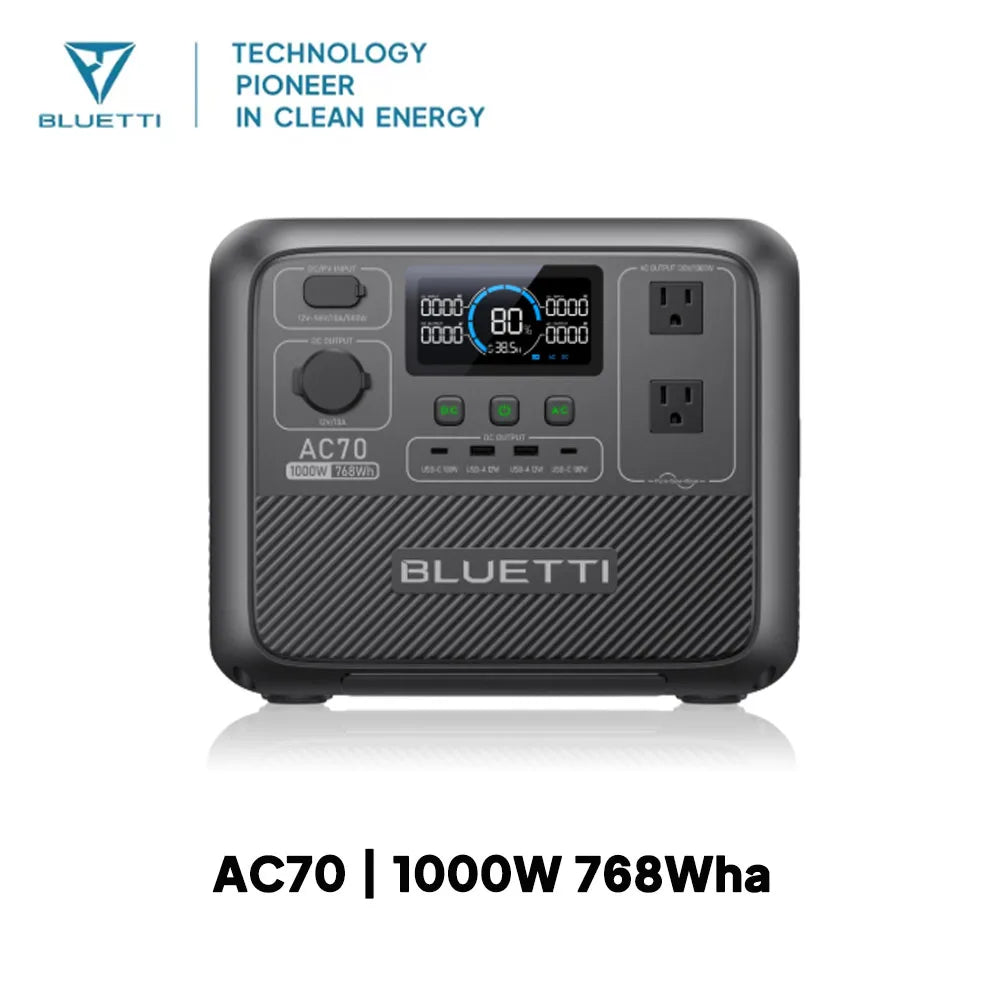 AC70 Portable Power Station | 1000W 768Wh Solar Generator for Outdoor Camping RV Travel Home Backup Emergency Power