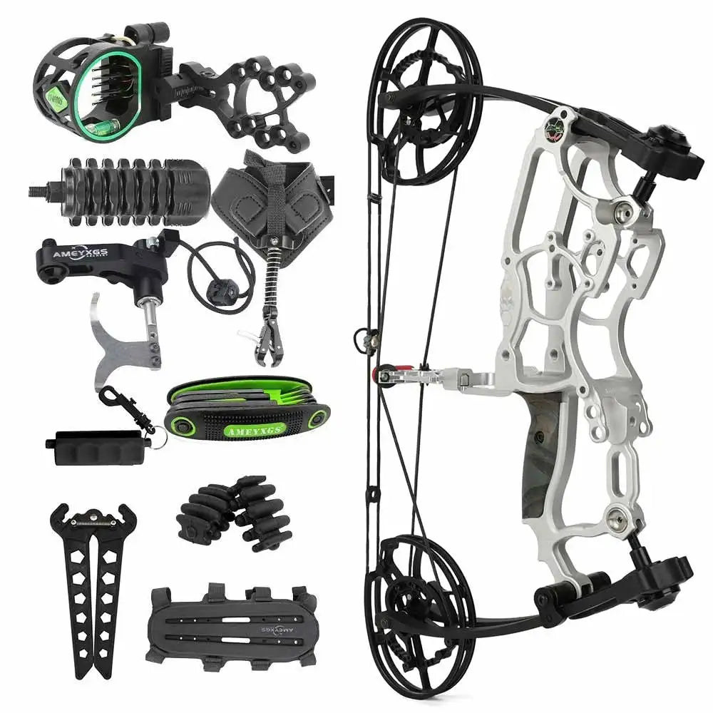 Dual-Use Compound Bow High-Performance Steel Ball & Arrow Kit 30-70LBS Adjustable 80% Let-off 340FPS Right/Left Hand Outdoor Hunting Shooting Target Archery Accessories