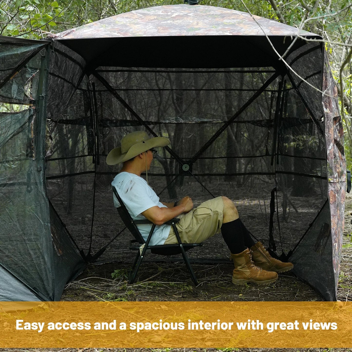 All-Terrain 360° See-Through Hunting Blind, Camouflage Pop-Up Tent for 2-3 Persons with Carry Bag