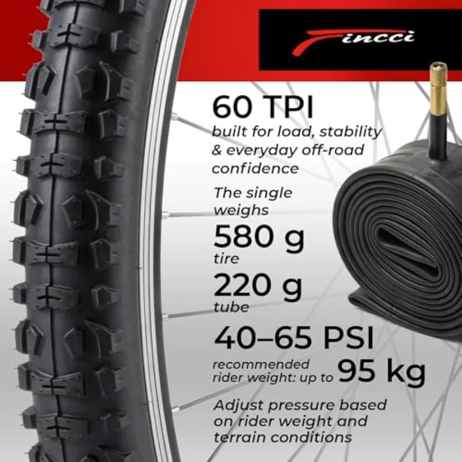 Knobby 26 inch Bike Tires 2X 26 inch Bike Tube 50-559 - Pair 26x1.95 Bike Tire - Mountain Tires Kevlar - 26" Wheelset for El