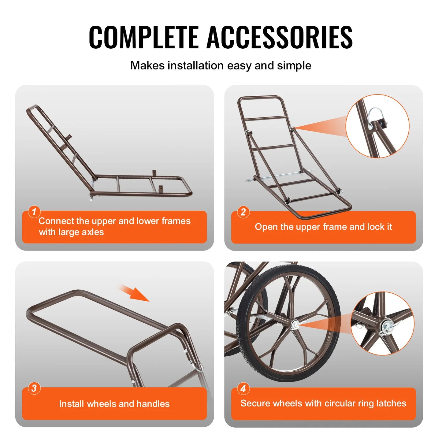 Deer Cart 500 LBS Capacity Folding Game Cart Deer Cart Game Hauler with Big Rubber Wheel & Ergonomic Handle for Hunting
