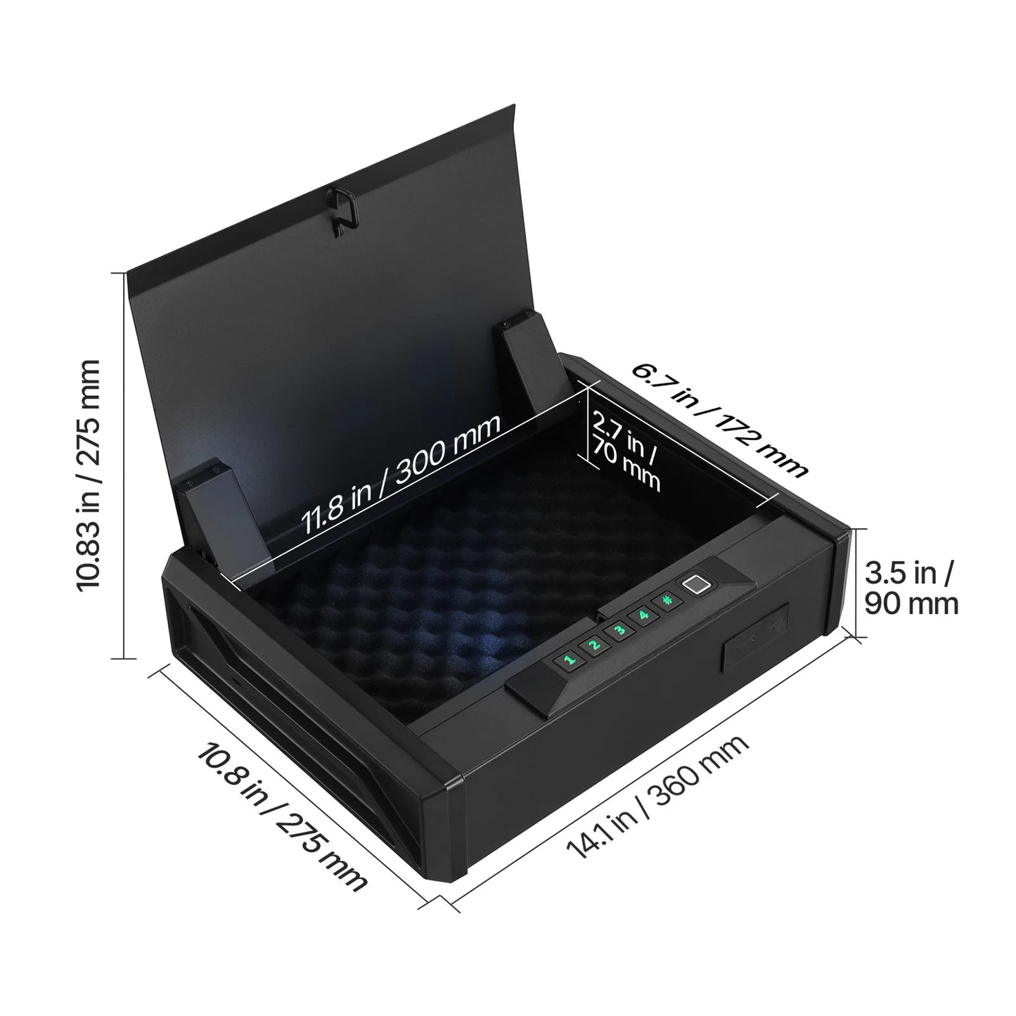 Gun Safe Slider Handgun Safe Fingerprint/Password/Key 3-Way Quick Access Case Box with LED for Nightstand Bedside Desk