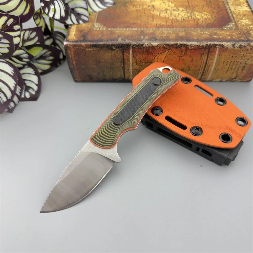 Brand-new Compact Multi-purpose Fixed-blade Knife Leather Sheath Featuring 8Cr13Mov Blade Sturdy Wooden Handle Everyday Knife