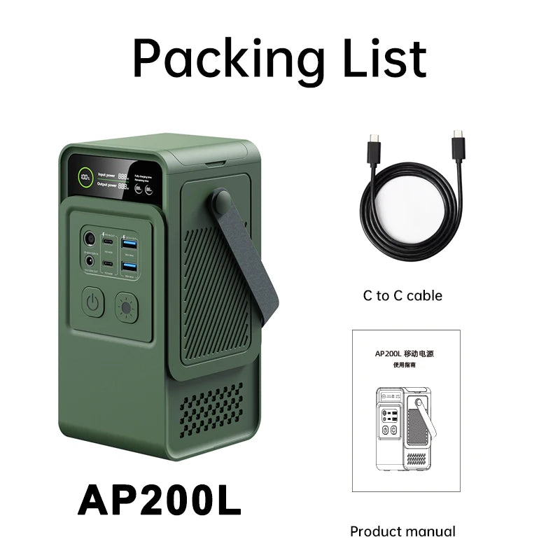 200W Power Station Camping 192Wh Lifepo4 Power Bank 60000mAh Portable Charger Battery Emergency Power USB TYPE-C Port