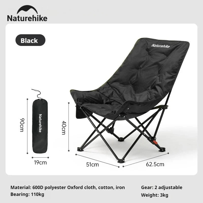 High Back Moon Chair Camping Outdoor Fishing Folding Gather Adjustable Lounge Chair Portable Picnic Leisure Seat