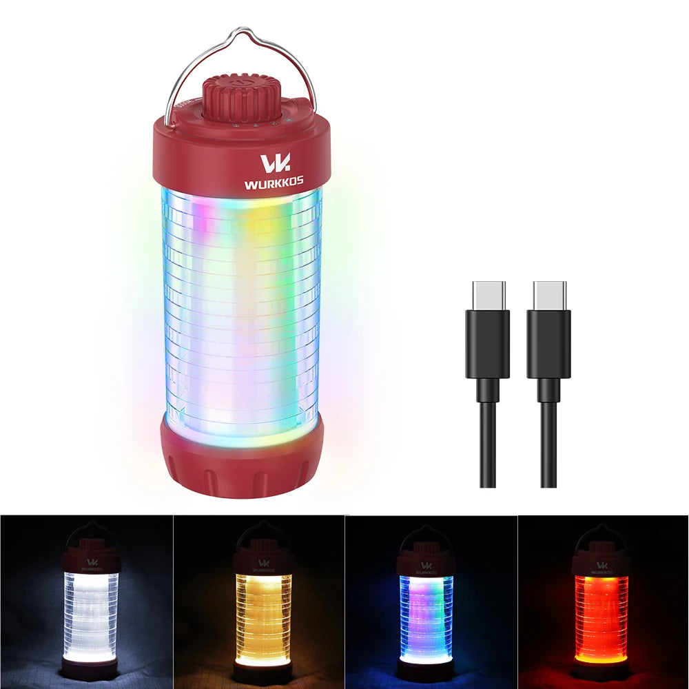 Camping Lantern 550LM Rechargeable LED Flashlight Waterproof EDC Work Light RGB Torch Power Bank Mini Magnetic Lamp