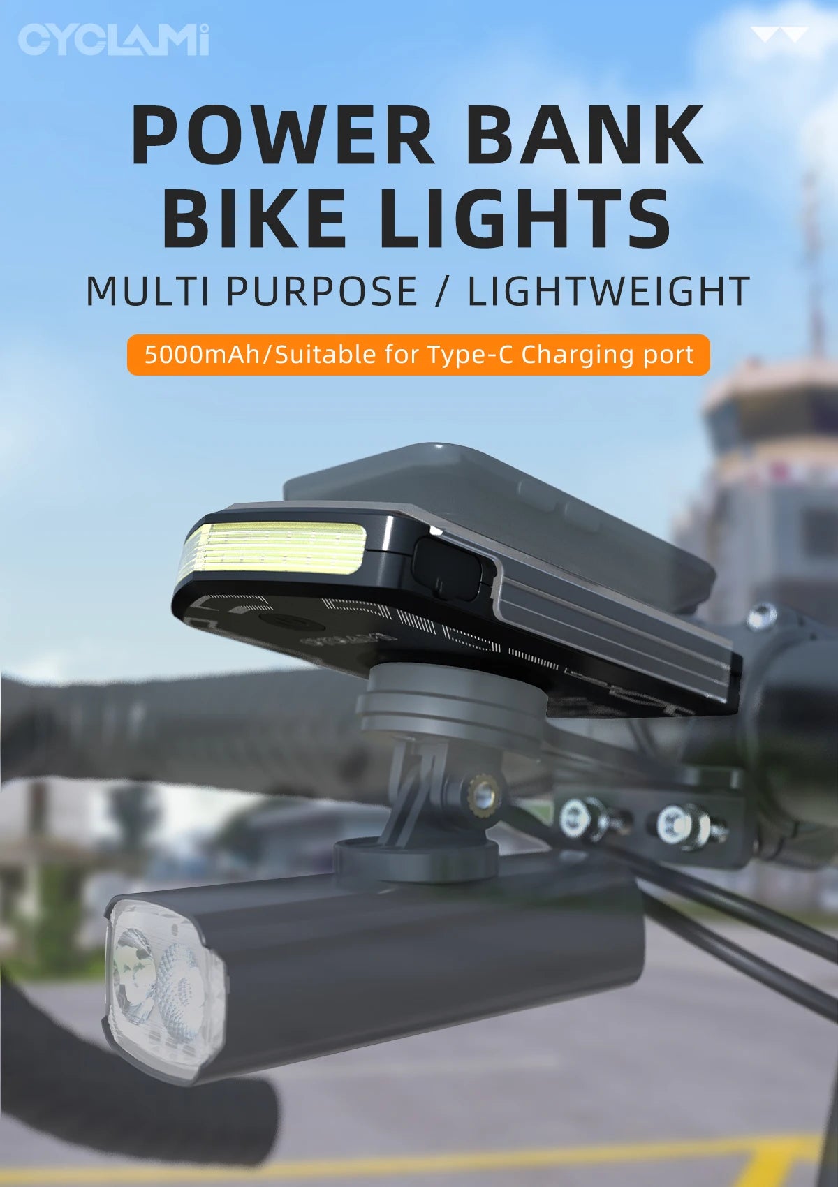 Bicycle Headlight Bike Light Cycling 5000mAh Type-C Charging Front Lamp For Garmin XOSS IGPSPORT COOSPO GEOID