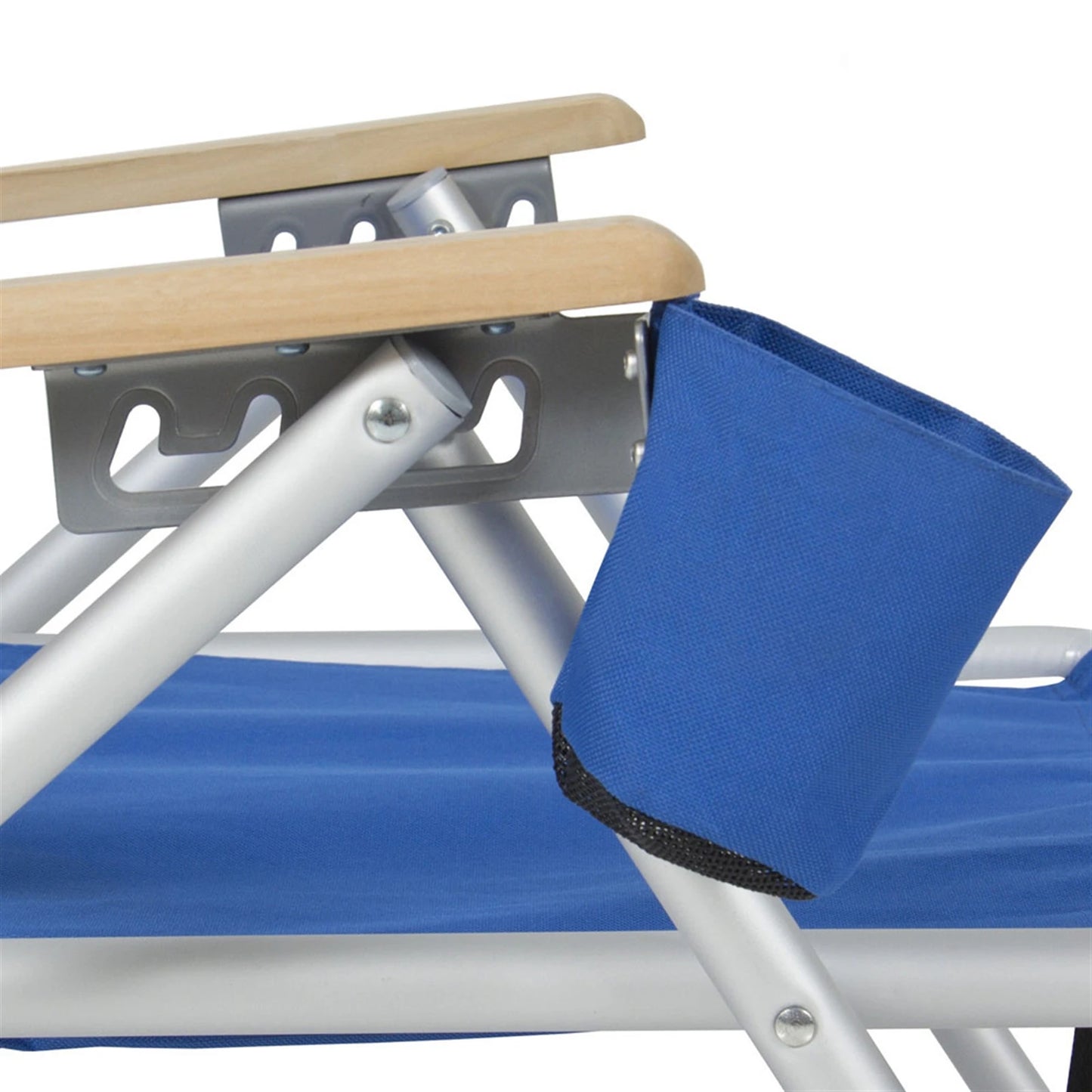 Portable High Strength Beach Chair with Adjustable Headrest Foldable Outdoor Camping Chair 600D Fabric Cup Holder Heavy Blue