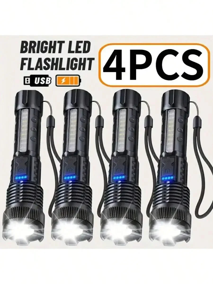 2PCS Tactical Flashlight 2500 Lumens - USB C Rechargeable, 7 Modes Super Bright LED Flashlight For Camping, Hiking