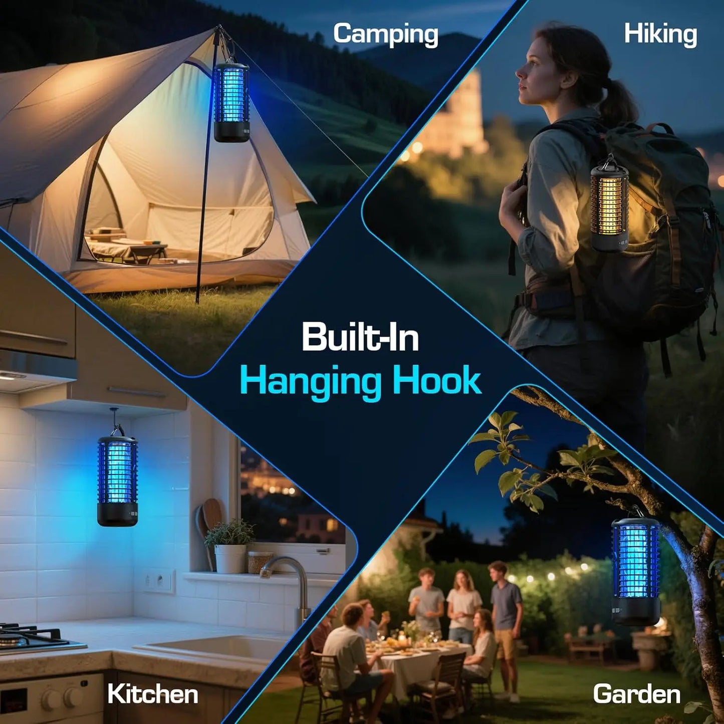 Electric Insect Killer 3000V Mosquito Lamp,Waterproof Fly Trap, with LED Light for Indoor, Outdoor,Backyard