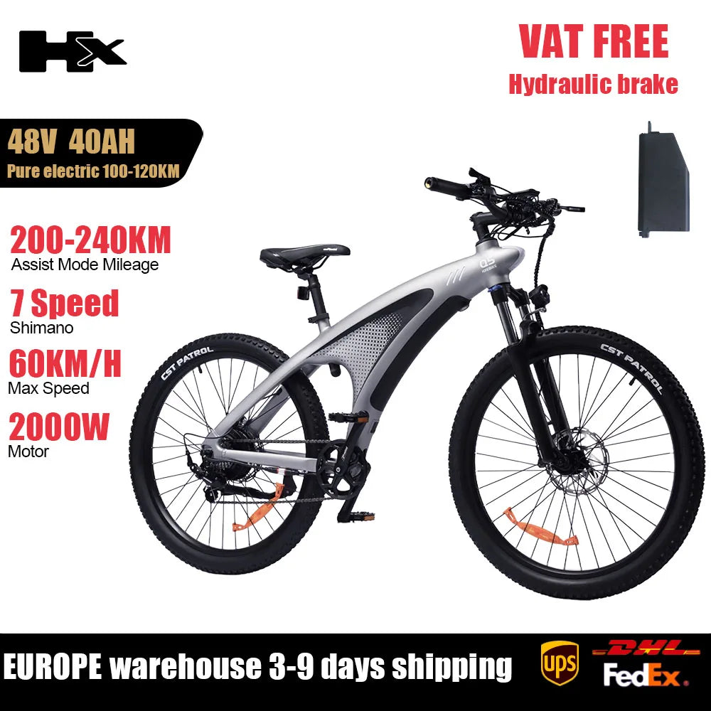 Q5 Ebike 2000W Torque Sensor Adults Electric Bike 85Nm 57KM/H Electric Bicycle 27.5“ Removable Battery Electric Mountain Bike