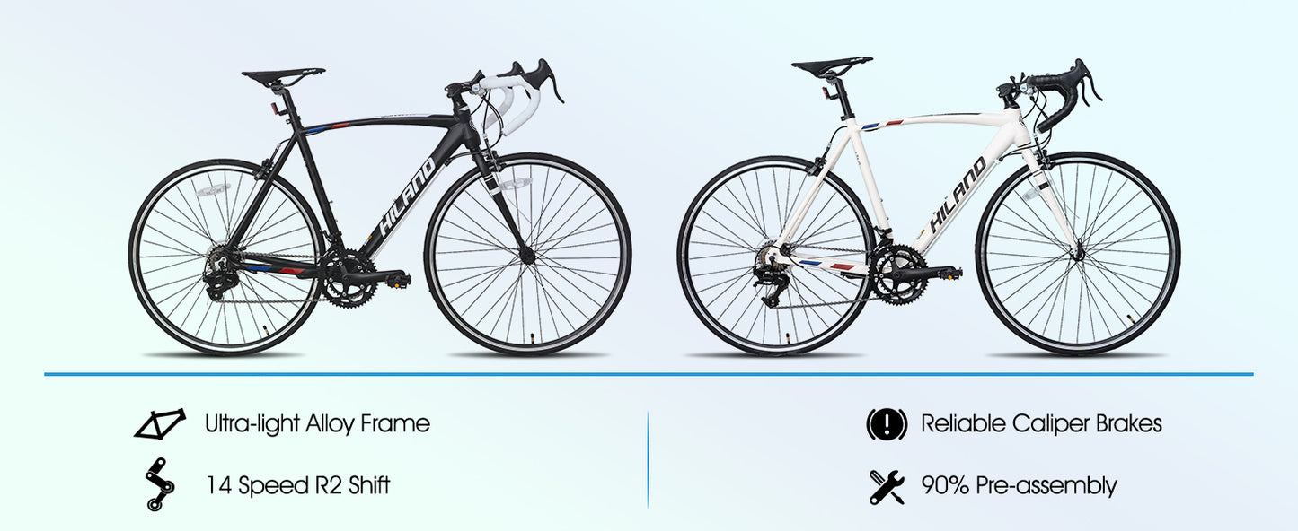 700c road bike, 14 speeds, lightweight aluminum frame, racing bike, city commuter road bike for men and women