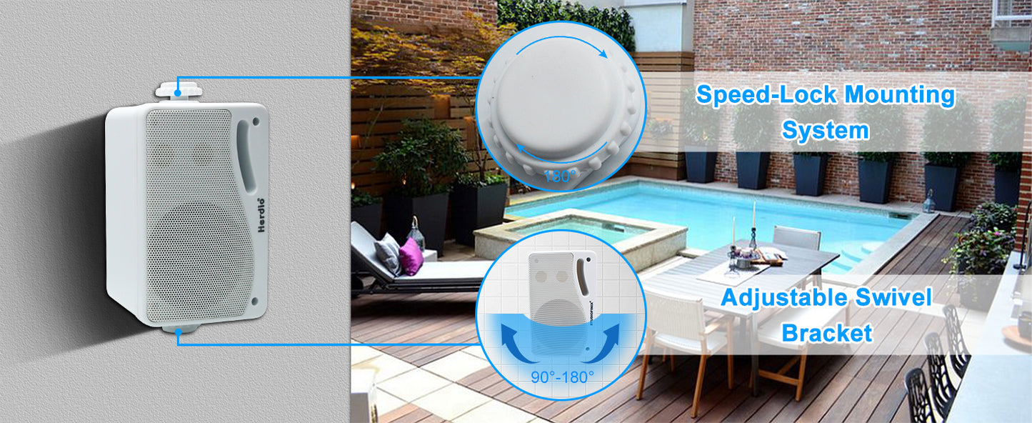 3.5'' 2PCS Passive Outdoor Speakers Wired Waterproof 200W 3 Way Premium Mountable Wall Mount Speakers With Superior Sound
