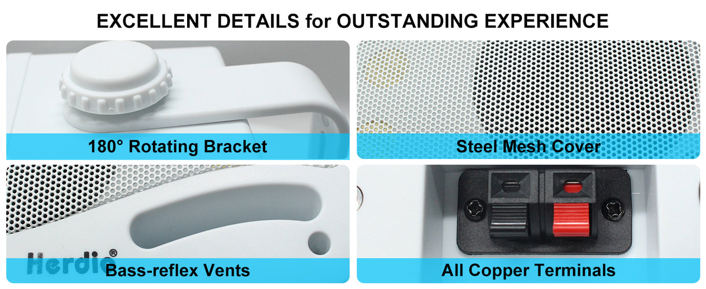 3.5'' 2PCS Passive Outdoor Speakers Wired Waterproof 200W 3 Way Premium Mountable Wall Mount Speakers With Superior Sound