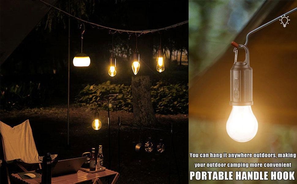 Outdoor USB Rechargeable LED Lamp Bulbs High Brightness Emergency Light Hook Up Camping Fishing Portable Lantern Night Lights