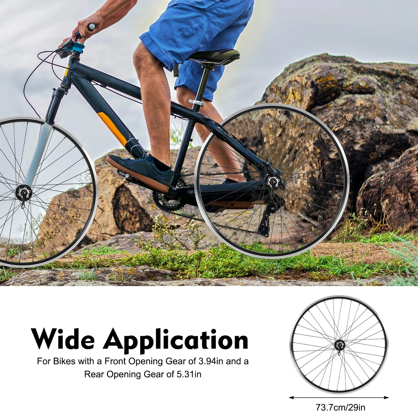 Mountain Bike Wheelset 29 Inch, Aluminum Alloy Rim Disc Brake MTB Wheelset, Quick Release Front Rear Wheels Black Bike Wheels