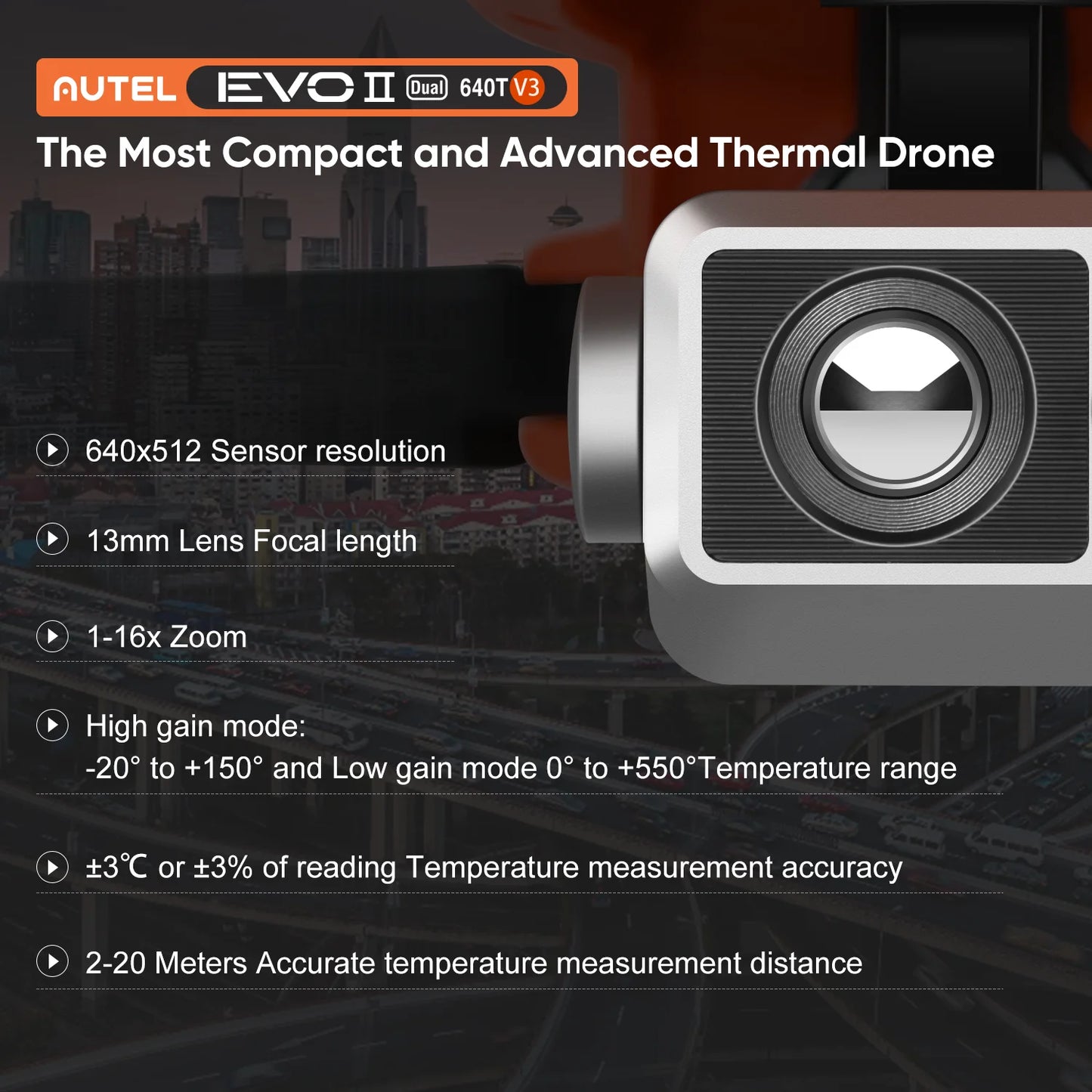 EVO II Dual 640T V3 Drone 16x Digital Zoom 6K/30fps HDR 6-way binocular vision obstacle avoidance Mapping Surveying Search and Rescue IP43