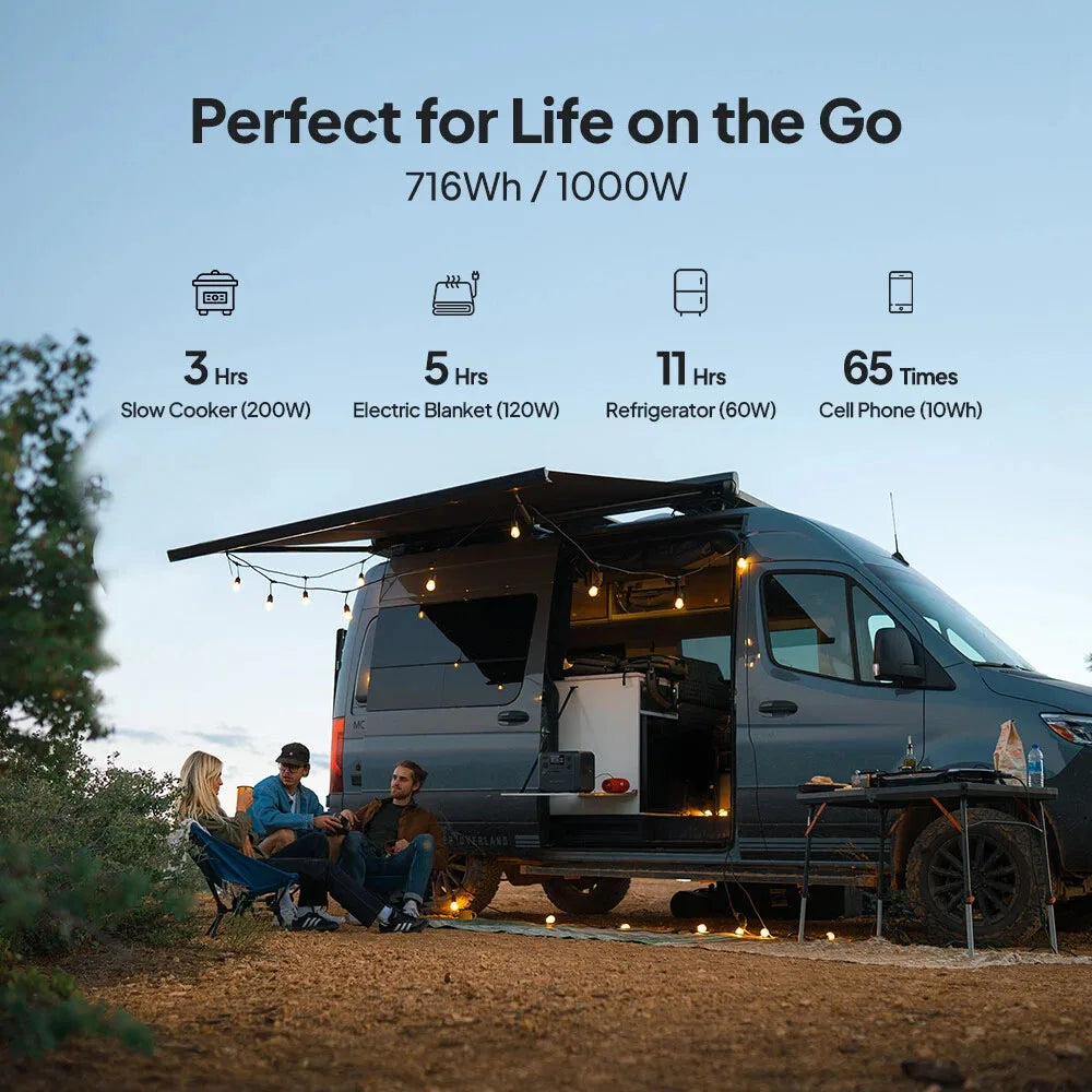 AC70 Portable Power Station | 1000W 768Wh Solar Generator for Outdoor Camping RV Travel Home Backup Emergency Power