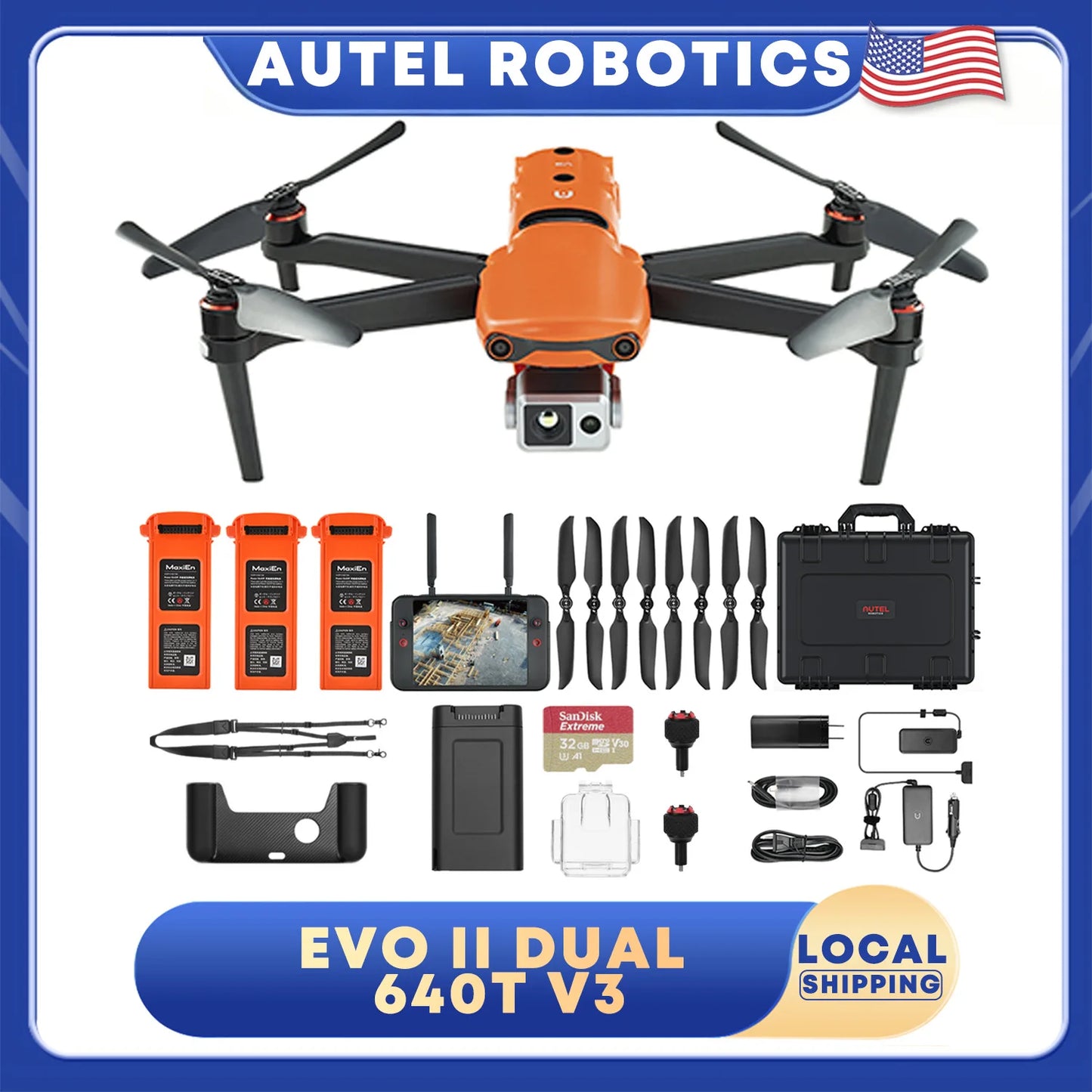 EVO II Dual 640T V3 Drone 16x Digital Zoom 6K/30fps HDR 6-way binocular vision obstacle avoidance Mapping Surveying Search and Rescue IP43
