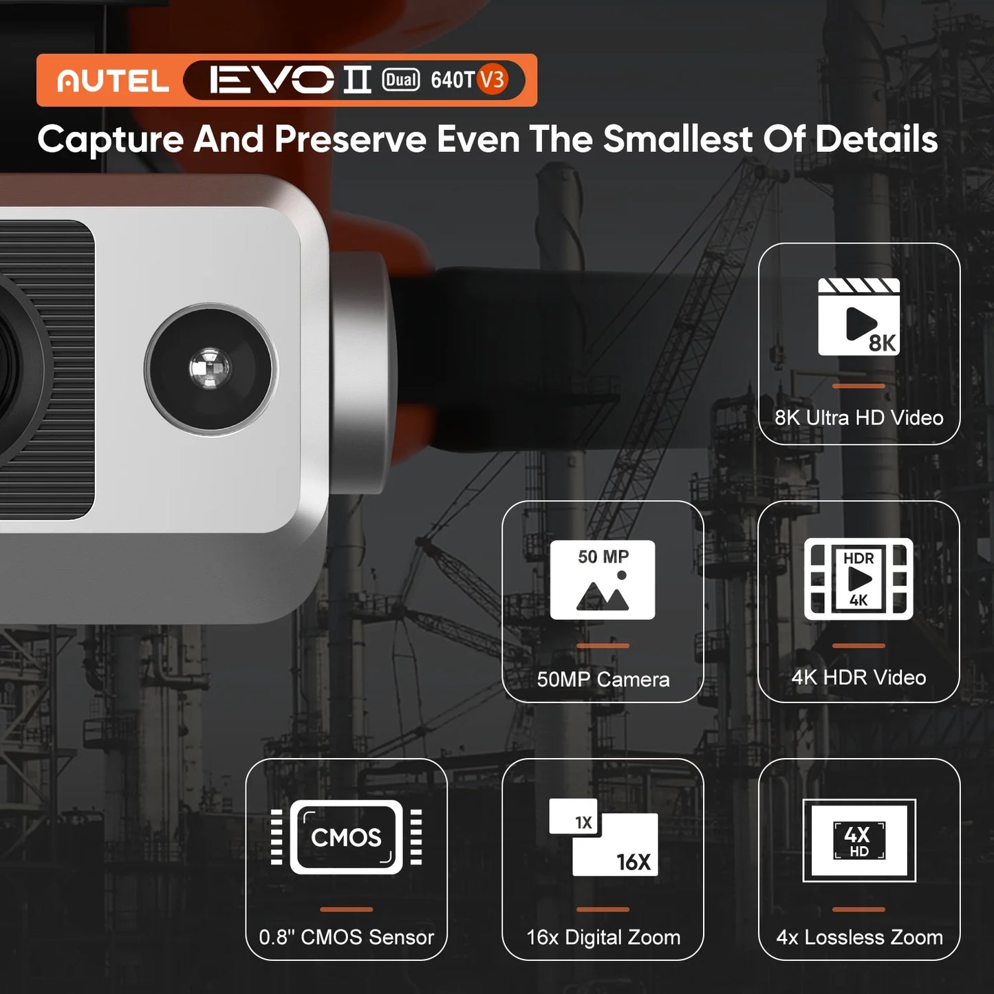 EVO II Dual 640T V3 Drone 16x Digital Zoom 6K/30fps HDR 6-way binocular vision obstacle avoidance Mapping Surveying Search and Rescue IP43