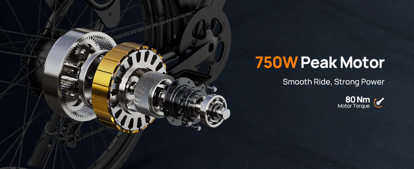 750W E-Bike Commuter 26x2" Tires 48V 10.4Ah Removable LCD Display 20MPH Speed 7-Speeds Hydraulic Disc Brakes for Adults