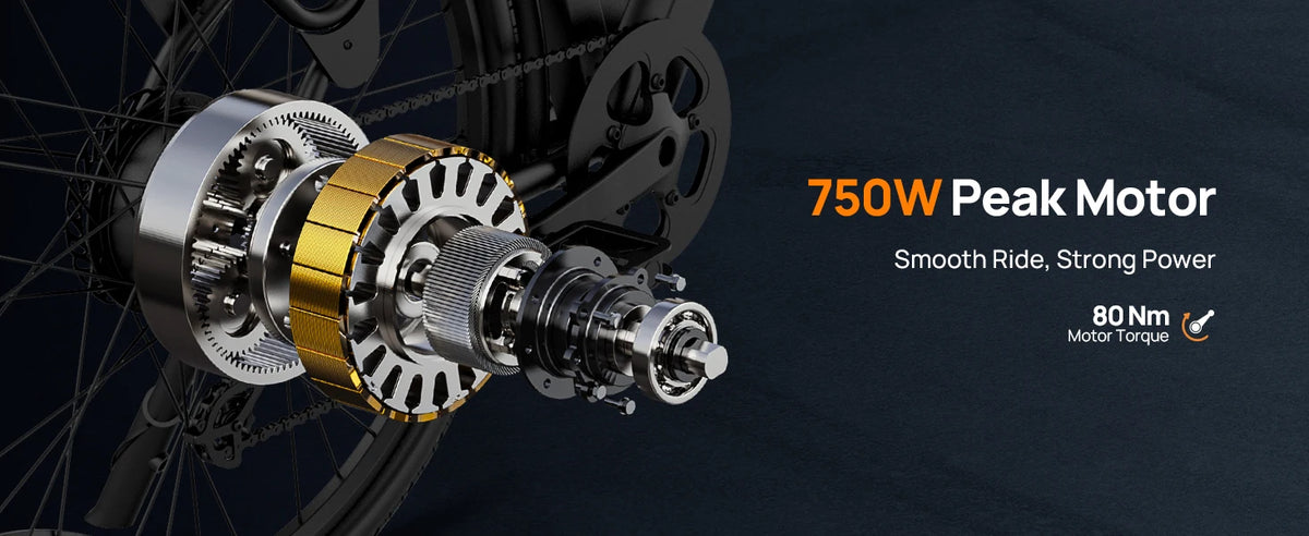 750W E26 Electric Bike 26x2" Commuter Tires 48V 10.4Ah Removable Battery 20MPH Speed 7-Speeds LCD Display