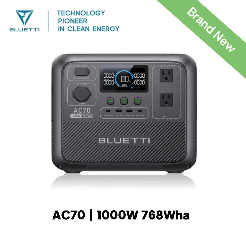 AC70 Portable Power Station | 1000W 768Wh Solar Generator for Outdoor Camping RV Travel Home Backup Emergency Power