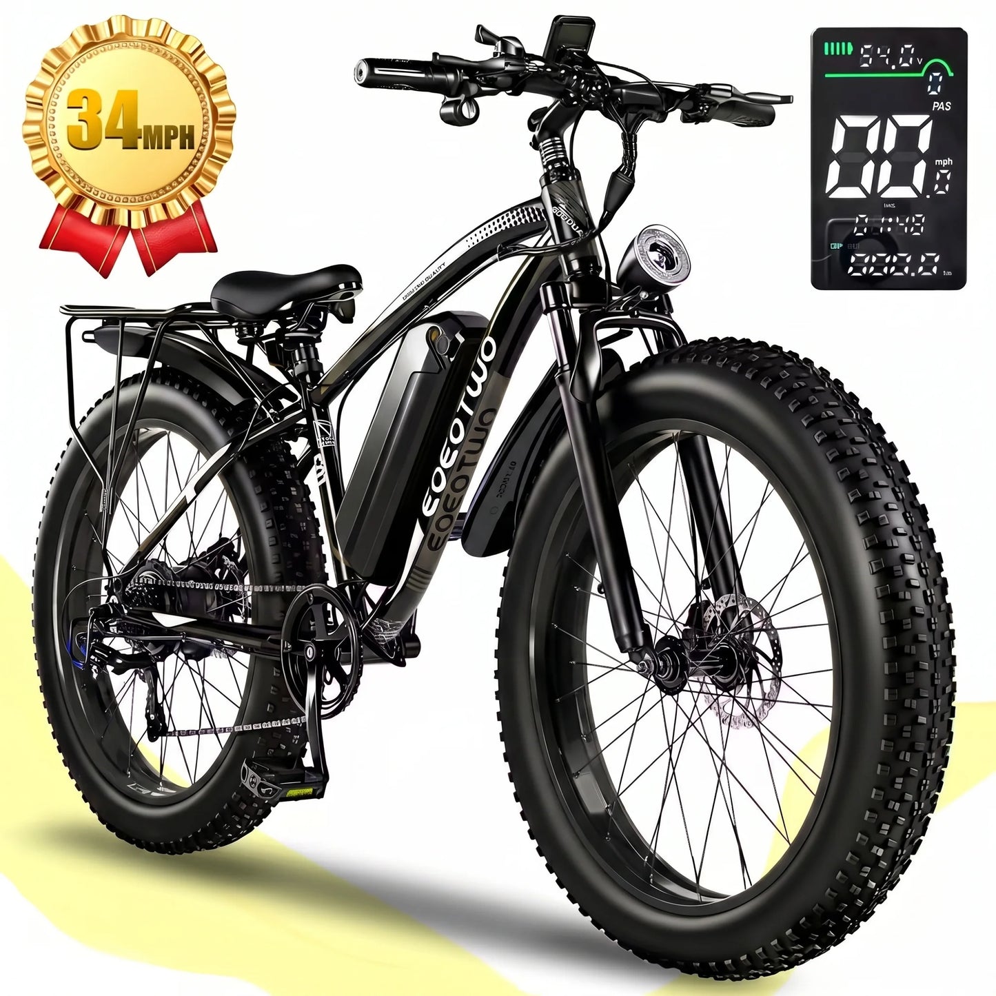 1500W Fat Tire Electric Bike for Adults 26"x4.0 All Terrain Ebike 34MPH Fast Mountain E-Bike 48V Long Range Snow Beach Bicycle