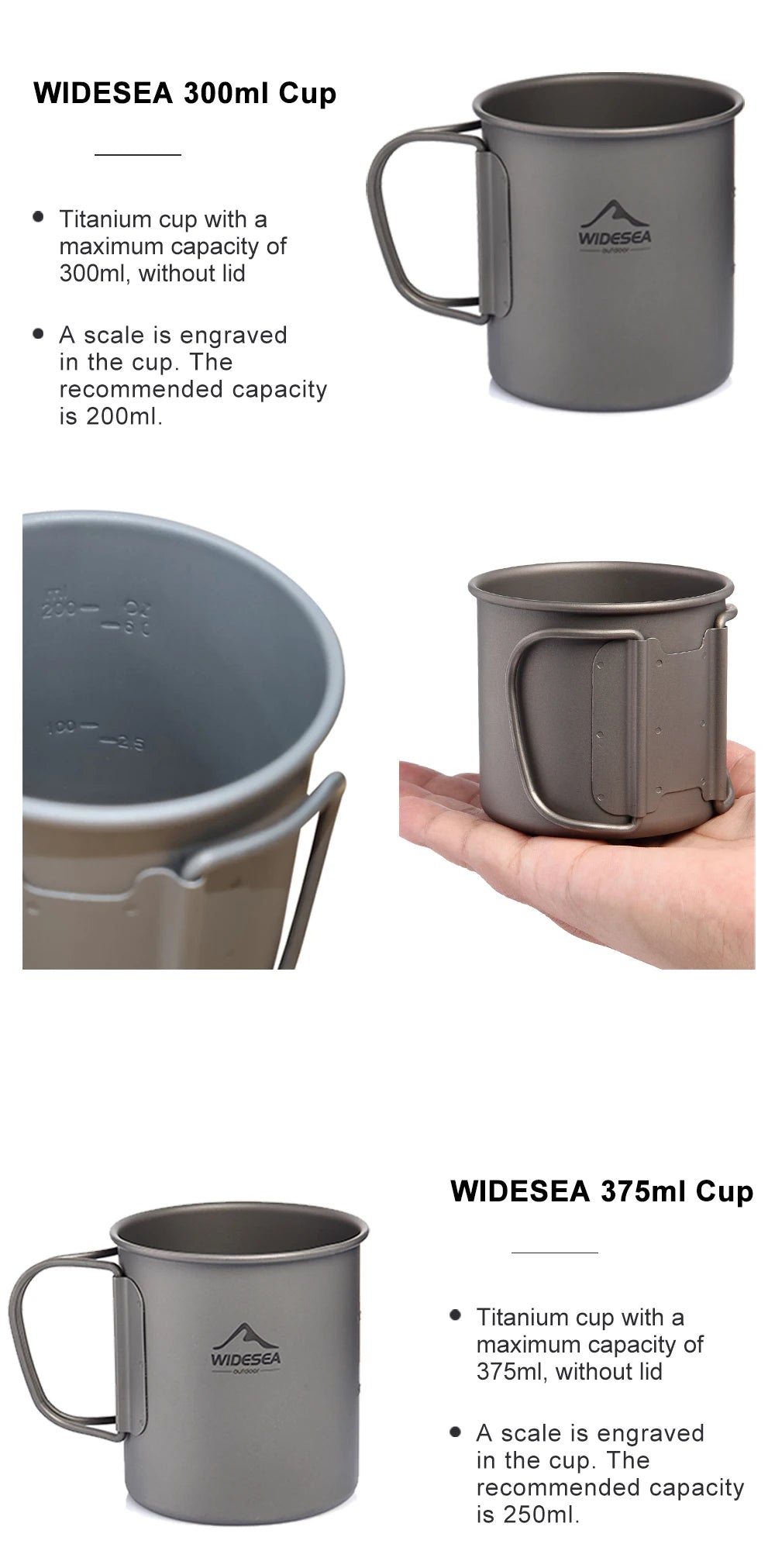 Camping Mug Titanium Cup Tourist Tableware Picnic Utensils Outdoor Kitchen Equipment Travel Cooking set Cookware Hiking