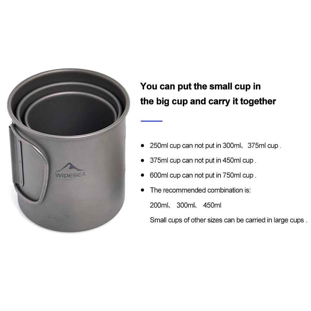 Camping Mug Titanium Cup Tourist Tableware Picnic Utensils Outdoor Kitchen Equipment Travel Cooking set Cookware Hiking