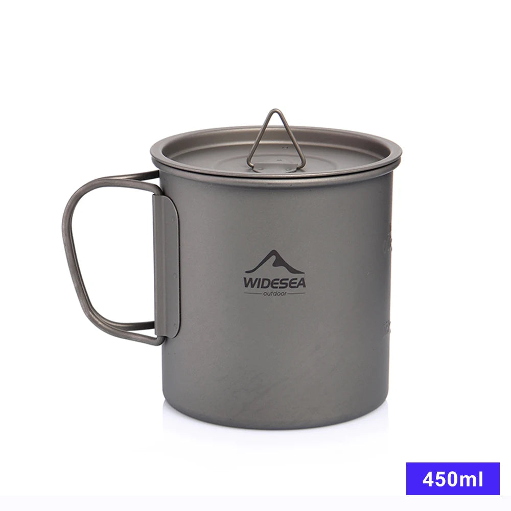 Camping Mug Titanium Cup Tourist Tableware Picnic Utensils Outdoor Kitchen Equipment Travel Cooking set Cookware Hiking
