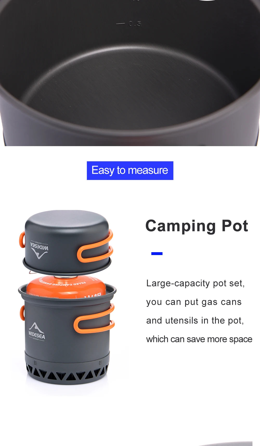 Camping 1.3L 2.3L Cookware Outdoor Cooking Set Heat Cooker Travel Tableware Pot Kettle Tourist Kitchen Utensil Equipment