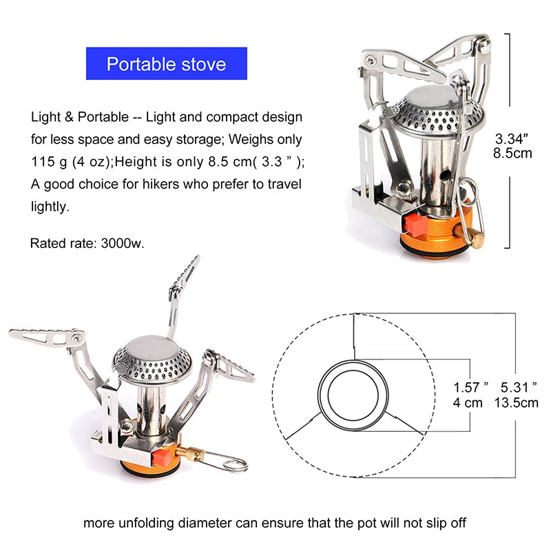Camping Cookware Set Outdoor Tableware Equipment Supplies Burner Stove Folding Knife Fork Portable Pot Suit Tourism Cup