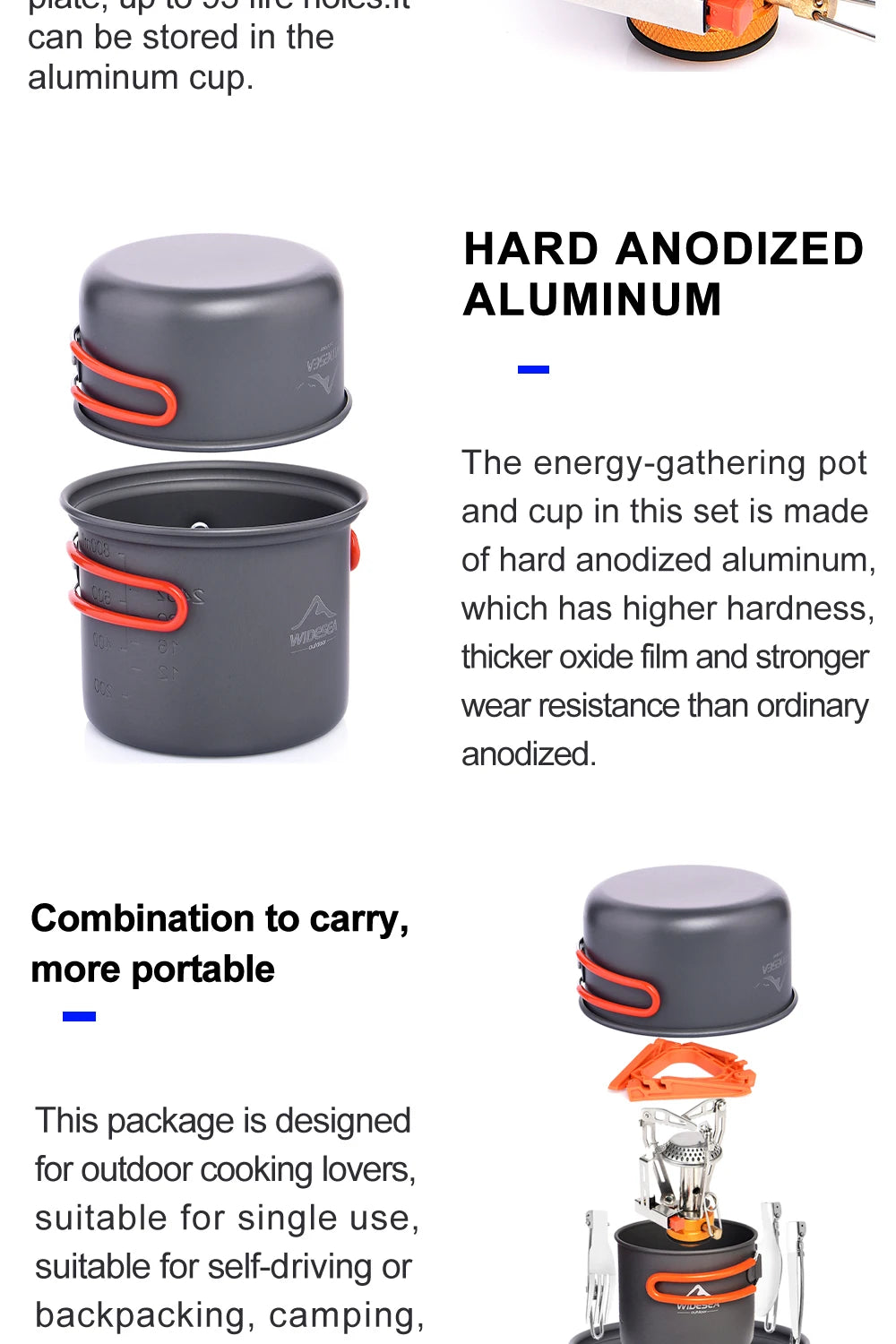 Camping Cookware Set Outdoor Tableware Equipment Supplies Burner Stove Folding Knife Fork Portable Pot Suit Tourism Cup