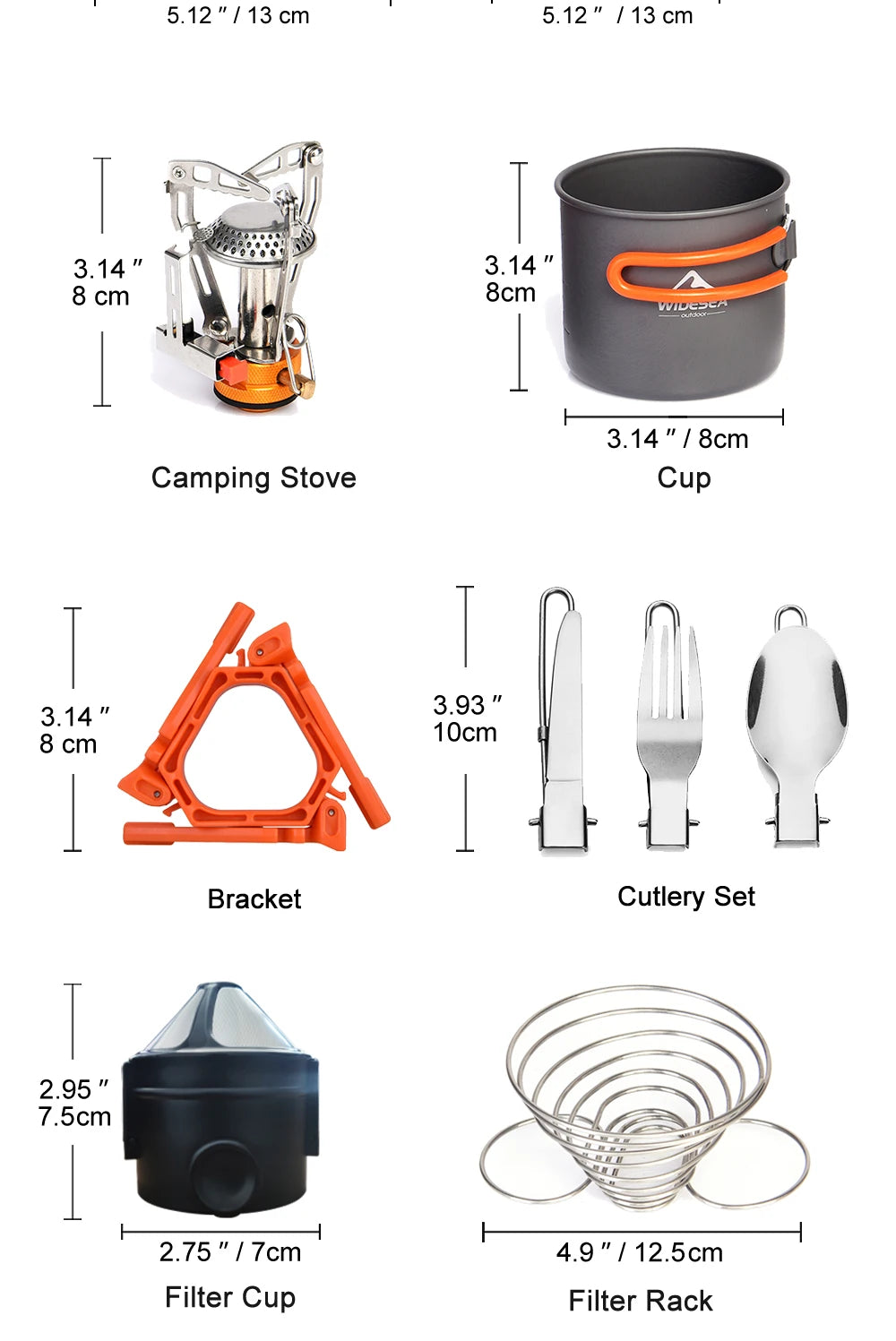 Camping Cookware Set Outdoor Tableware Equipment Supplies Burner Stove Folding Knife Fork Portable Pot Suit Tourism Cup