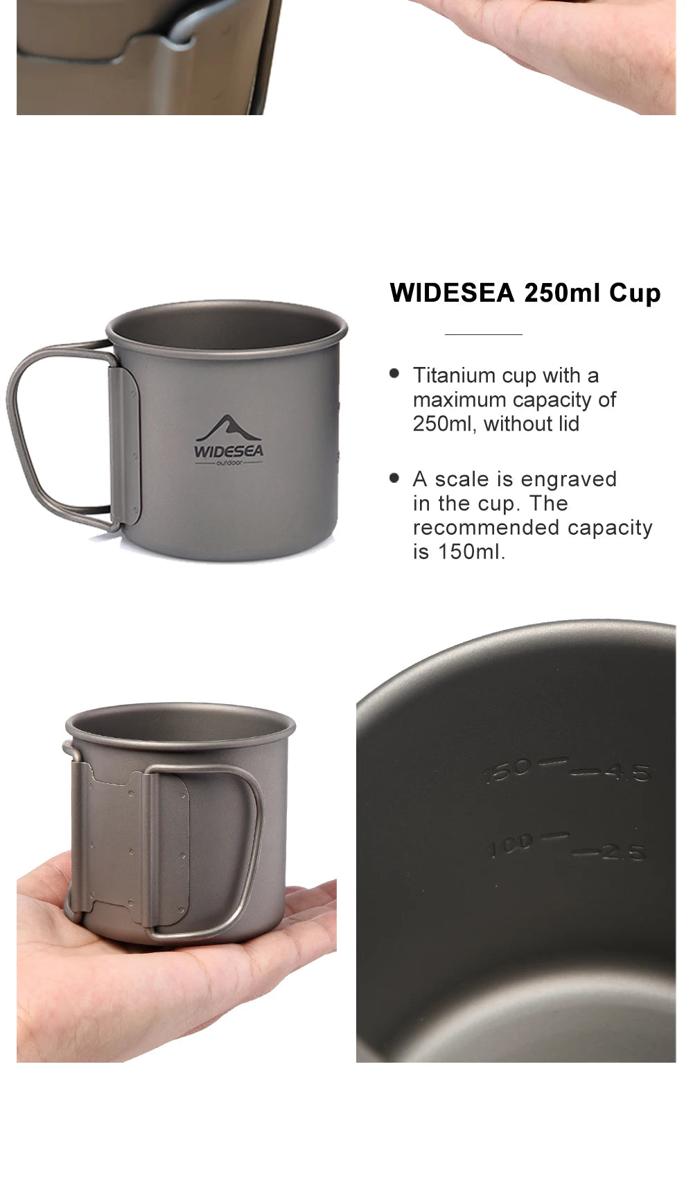 Camping Mug Titanium Cup Tourist Tableware Picnic Utensils Outdoor Kitchen Equipment Travel Cooking set Cookware Hiking
