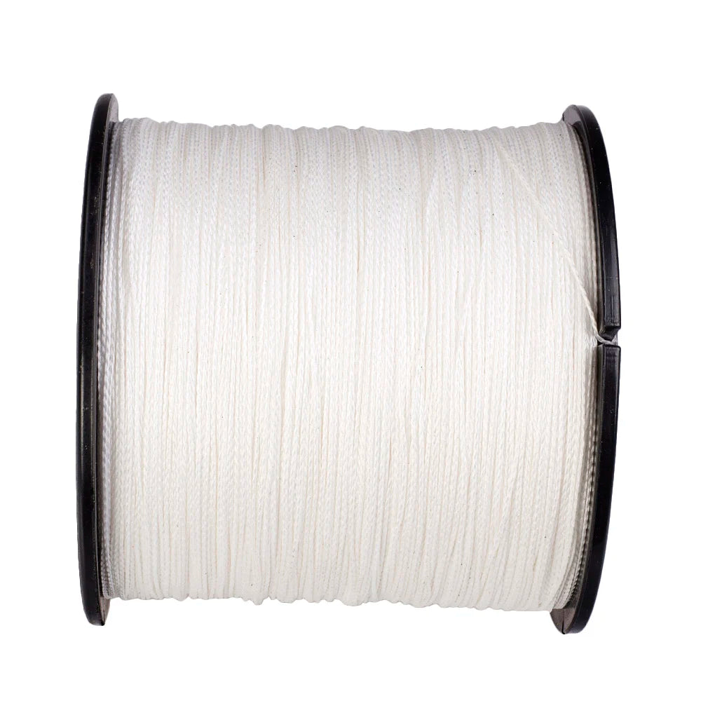 Braided Fishing Line, 4 Strands, Carp Fishing Line, White PE, 100m, 300m, 500m, 1000m, 1500m, 2000m, 6-100lb