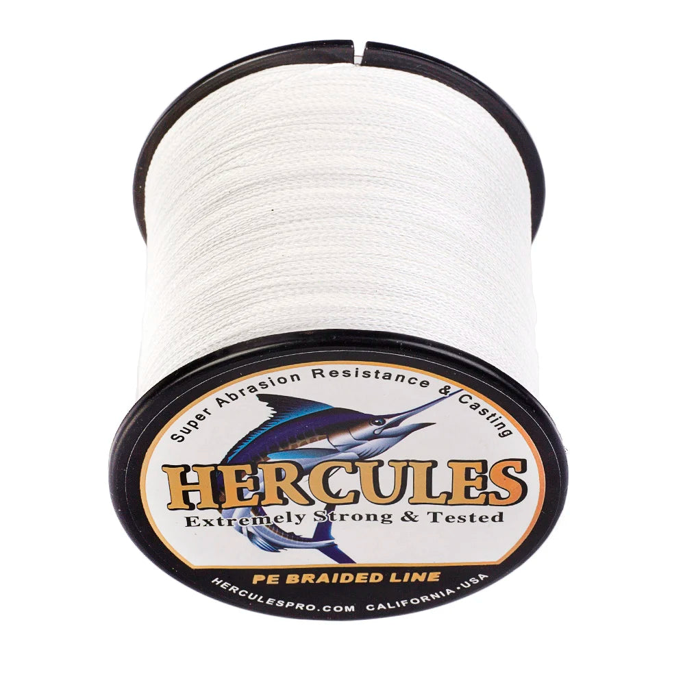 Braided Fishing Line, 4 Strands, Carp Fishing Line, White PE, 100m, 300m, 500m, 1000m, 1500m, 2000m, 6-100lb