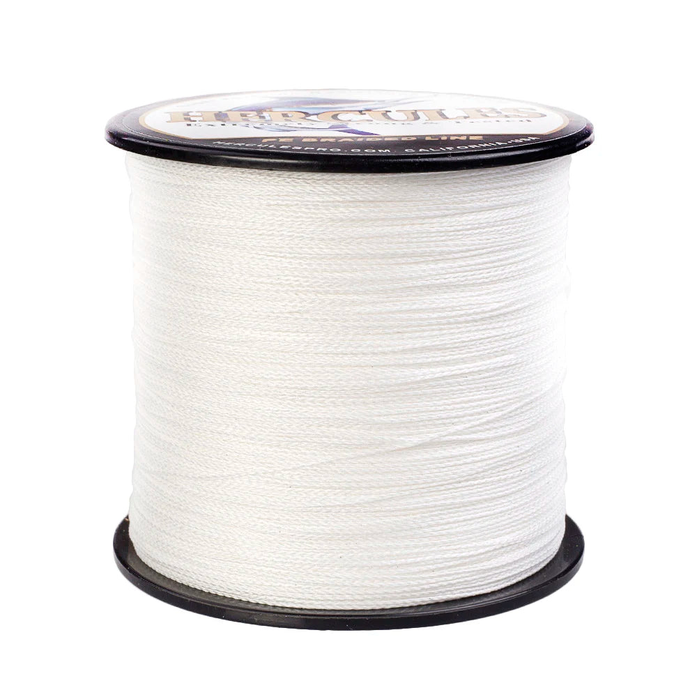 Braided Fishing Line, 4 Strands, Carp Fishing Line, White PE, 100m, 300m, 500m, 1000m, 1500m, 2000m, 6-100lb
