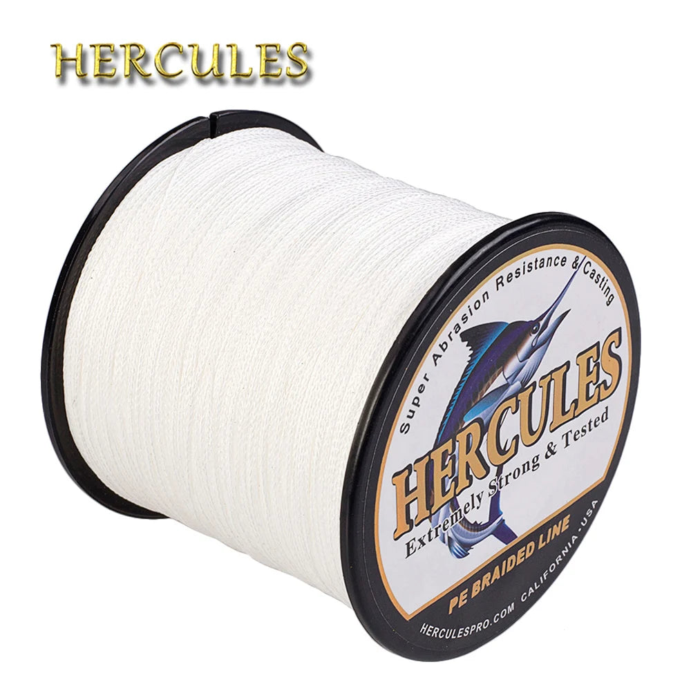 Braided Fishing Line, 4 Strands, Carp Fishing Line, White PE, 100m, 300m, 500m, 1000m, 1500m, 2000m, 6-100lb