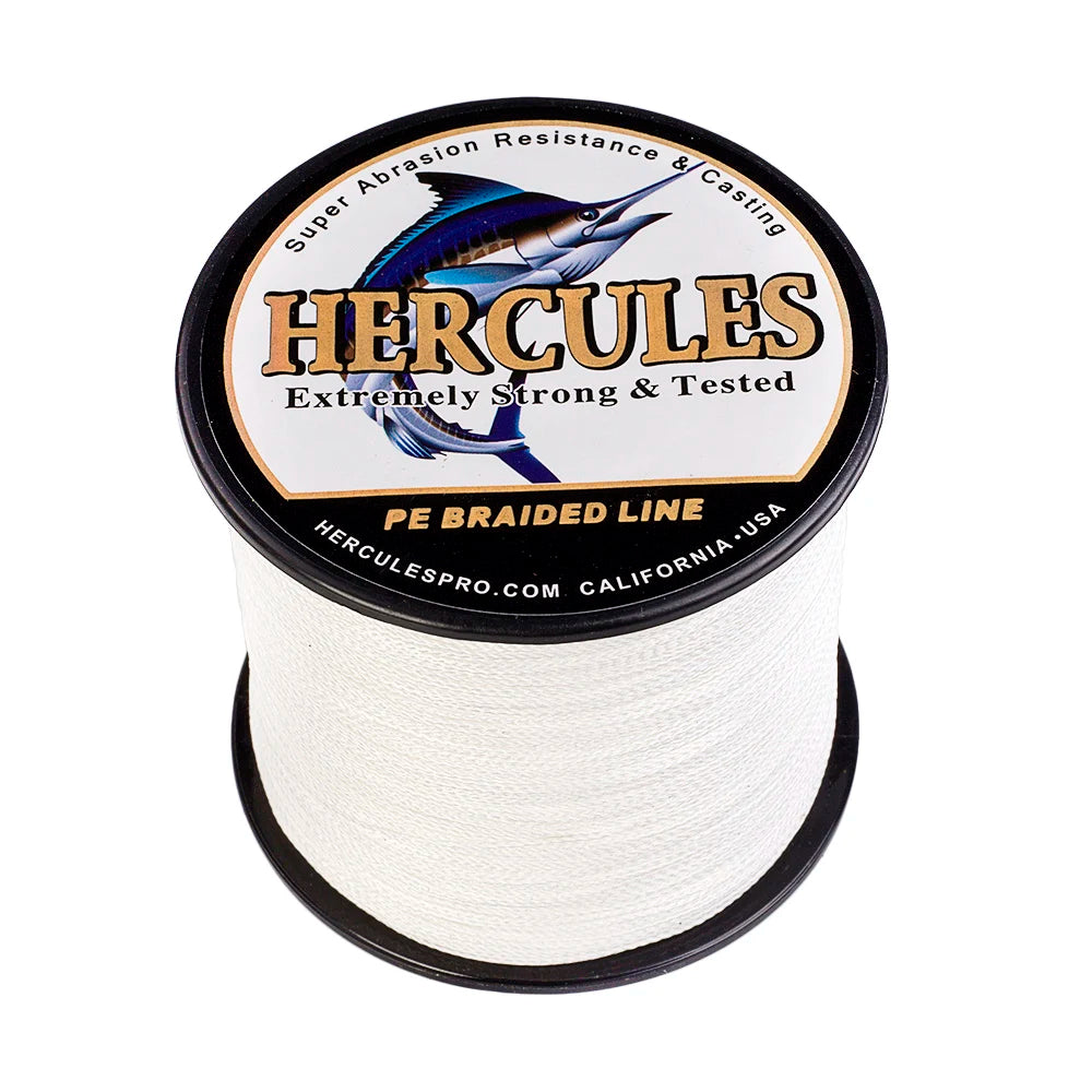 Braided Fishing Line, 4 Strands, Carp Fishing Line, White PE, 100m, 300m, 500m, 1000m, 1500m, 2000m, 6-100lb