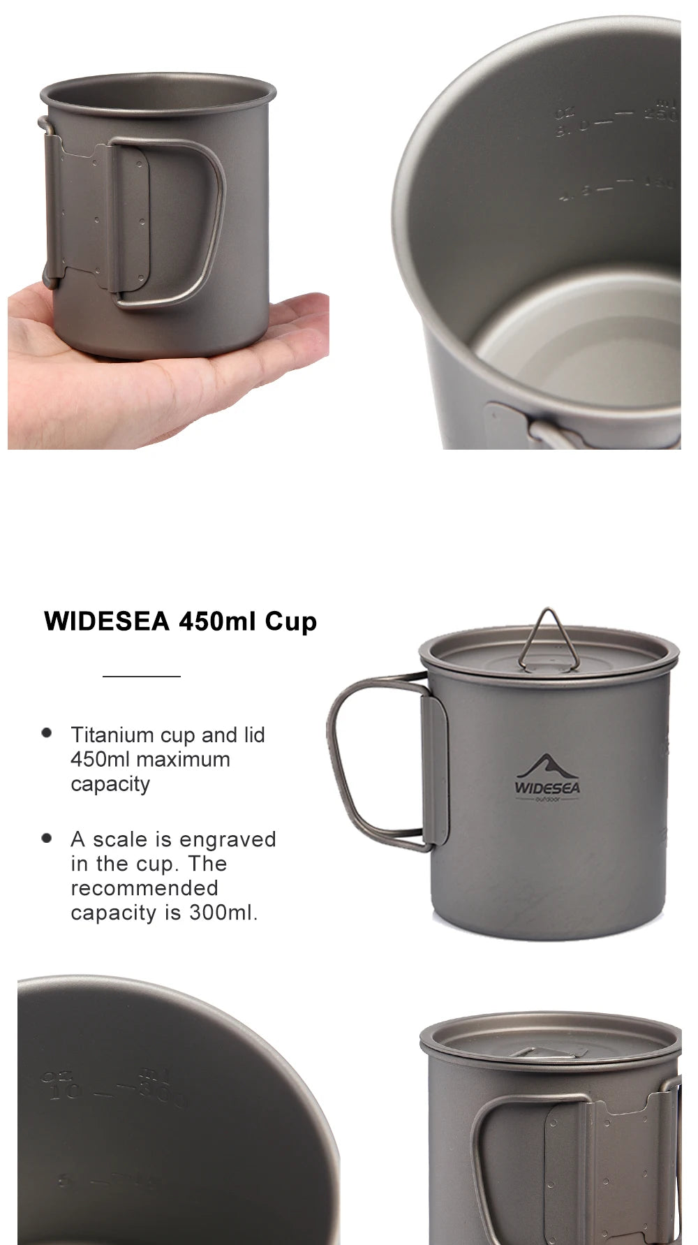 Camping Mug Titanium Cup Tourist Tableware Picnic Utensils Outdoor Kitchen Equipment Travel Cooking set Cookware Hiking