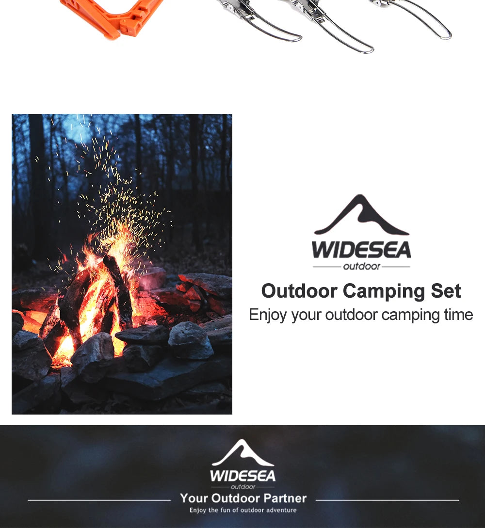 Camping Cookware Set Outdoor Tableware Equipment Supplies Burner Stove Folding Knife Fork Portable Pot Suit Tourism Cup
