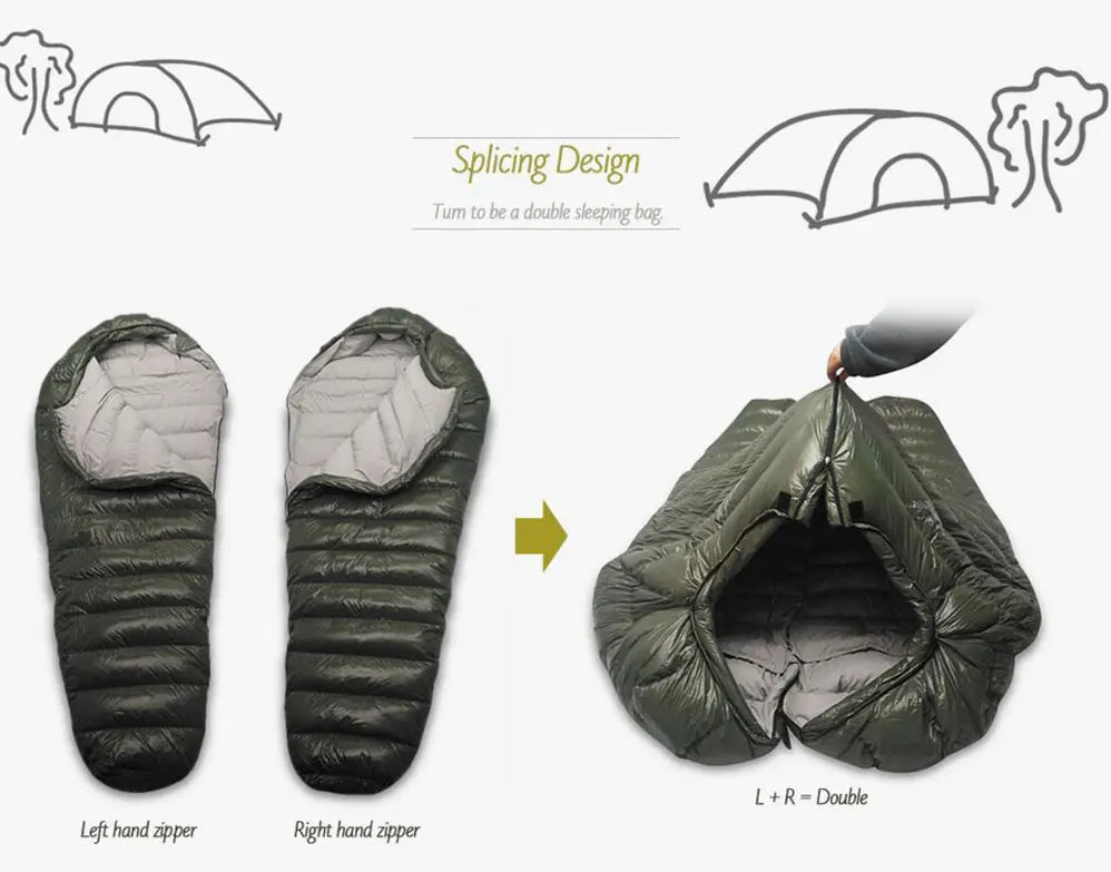 Cold Temperature Winter Sleeping Bag Down Sleeping Bag Winter Camping Sleeping Bag Double