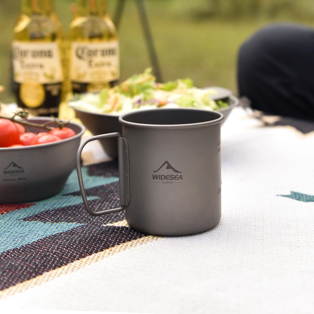 Camping Mug Titanium Cup Tourist Tableware Picnic Utensils Outdoor Kitchen Equipment Travel Cooking set Cookware Hiking