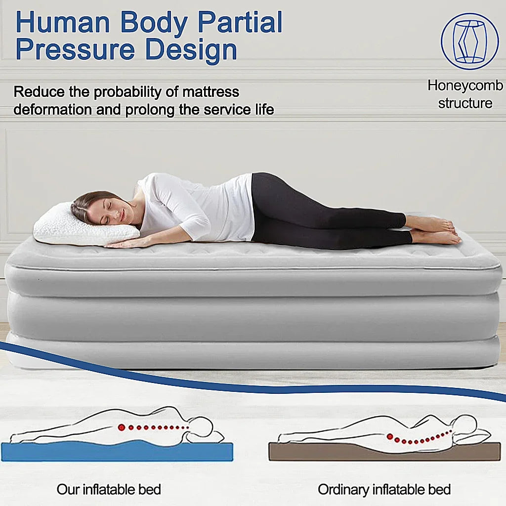2 Person Built-In Pump Camping Mattress PVC Automatic Inflatable Increased Height Thickened Indoor Outdoor Lazy Sleeping Mat
