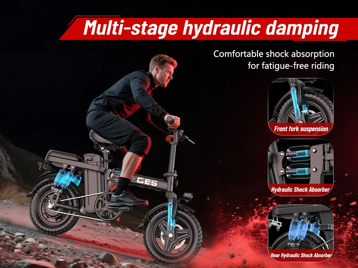 GE5 Adults Electric Bike 500W Peak Motor 48V 15AH Removable Battery Electric Bicycle 14 Inch Folding Urban leisure e bike