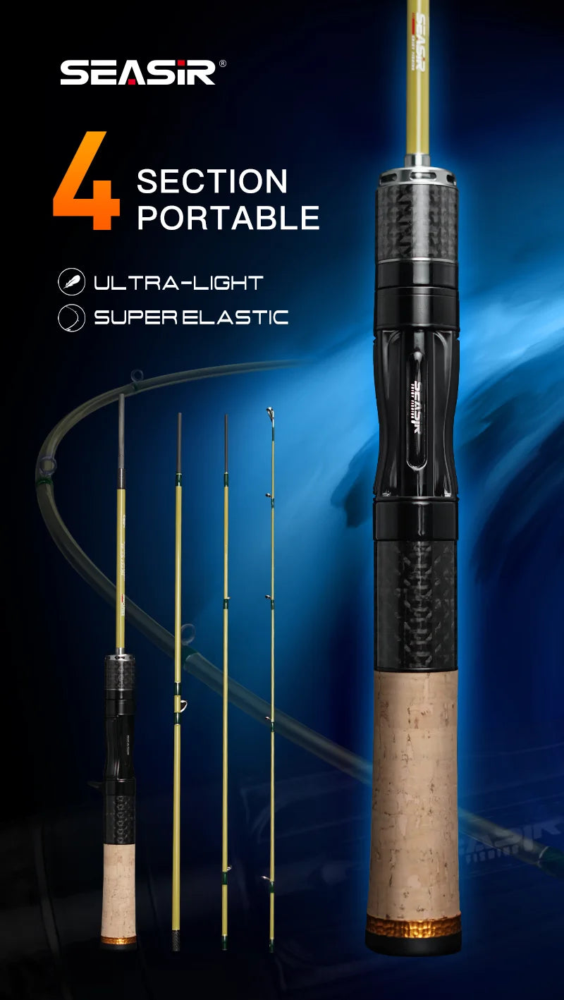 Silent Stream Spining Baitcasting Fishing Rod Carbon Fiber UL Power 1.53/1.65M Spinning Casting Lure Rods 4 Sections