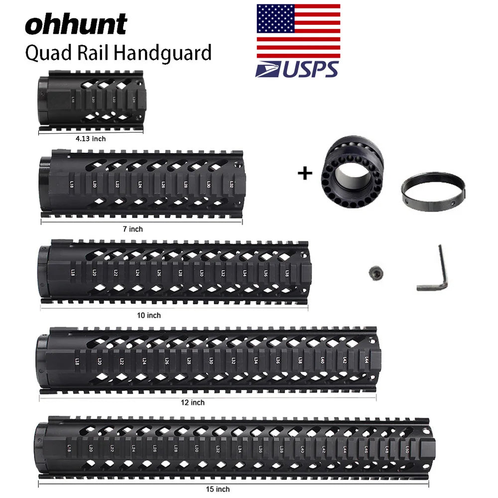 Hunting 4" 7" 10" 12" 15" Free Float M4 AR15 M16 Mount Picatinny