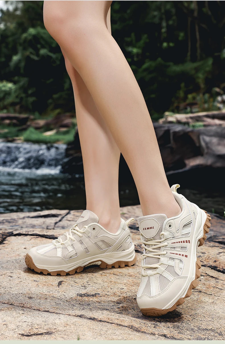Hiking Shoes Women Shock-absorbing Lace-up Outdoor Low-top Men Shoes Comfortable Flat Breathable Casual Sneakers Men